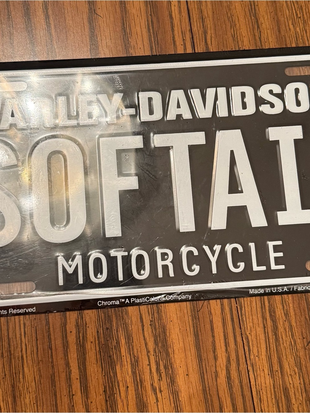 Harley-Davidson Black and White Motorcycle License Plate Sign